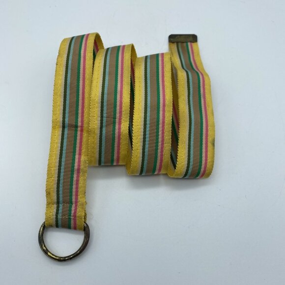 Unbranded Accessories - Unbranded Yellow Multicolor Striped D-Ring Belt Women's Size M End to End 31.5"